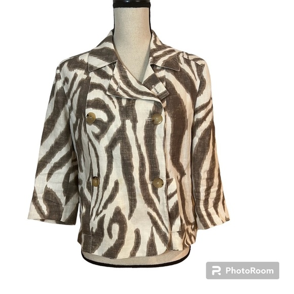 MaxMara Jackets & Blazers - MaxMara Animal Print Linen Jacket Sz-8